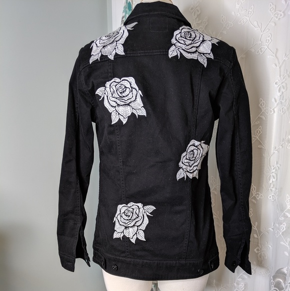 Embroidered Rose Denim Jacket EUC - Picture 2 of 2